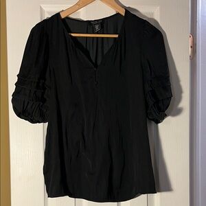 Rachel Zoe Black Blouse with Puff Sleeves